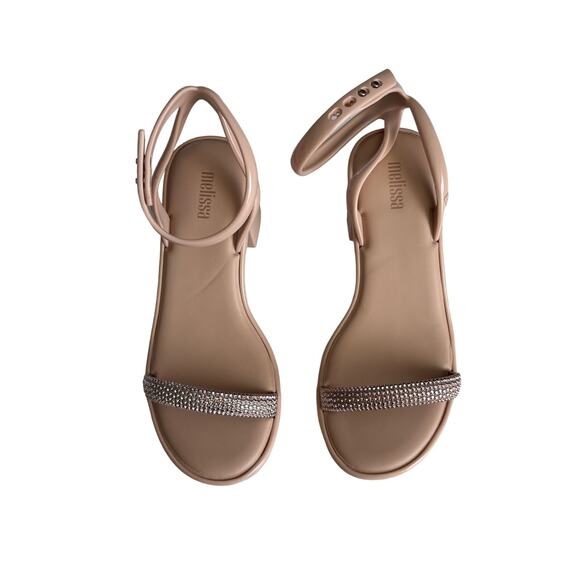 Melissa Women’s Shiny Pink Metallic Toe Strap Block Heel Sandals Size 5 - Picture 2 of 7